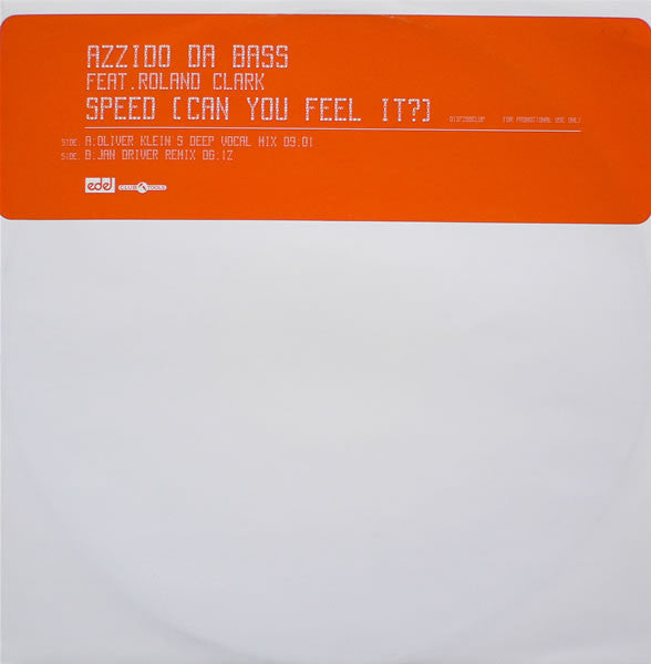 Azzido Da Bass : Speed (Can You Feel It?) (12", Promo)