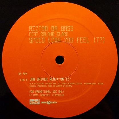Azzido Da Bass : Speed (Can You Feel It?) (12", Promo)