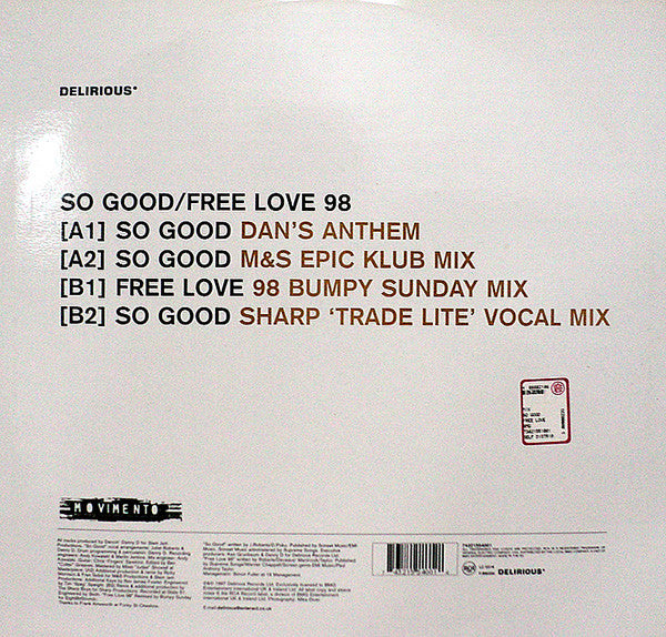Juliet Roberts : So Good / Free Love 98 (12")