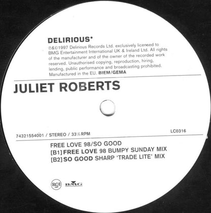 Juliet Roberts : So Good / Free Love 98 (12")