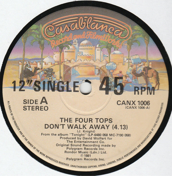 Four Tops : Don't Walk Away (12", Single)