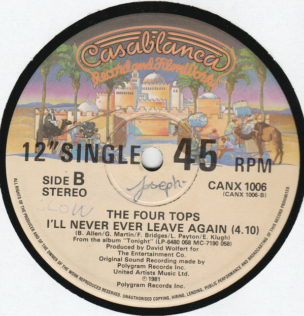 Four Tops : Don't Walk Away (12", Single)