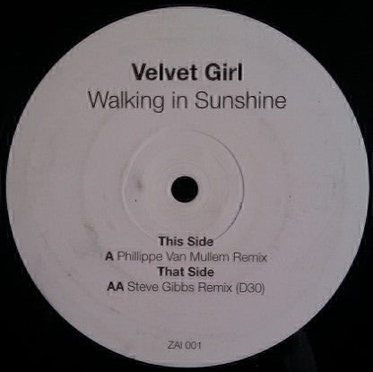 Velvet Girl : Walking In Sunshine (12", Promo)