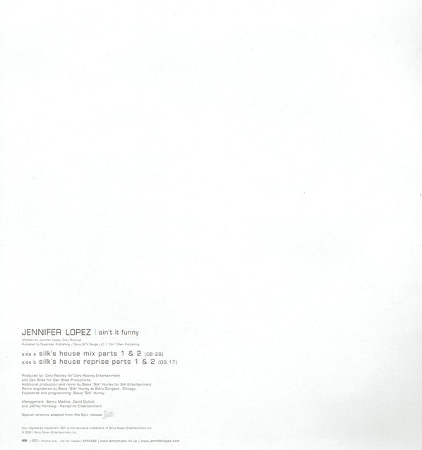 Jennifer Lopez : Ain't It Funny (Steve 'Silk' Hurley Mixes) (12", Single, Promo)