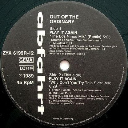 Out Of The Ordinary : Play It Again (Remix) (12")