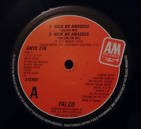 Falco : Rock Me Amadeus (Special Salieri Club Mix) (12", Single)