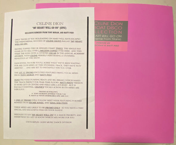 Céline Dion : My Heart Will Go On (The 12" Boat Disco Collection) (Part 1) (12", Promo)