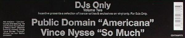 Public Domain / Vince Nysse : DJs Only (Volume Two) (12", Ltd)