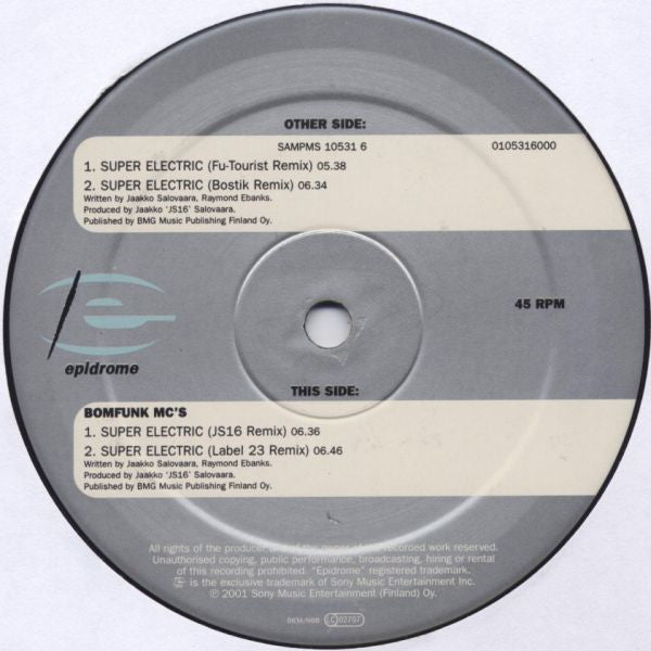 Bomfunk MC's : Super Electric (12", Single, Promo)