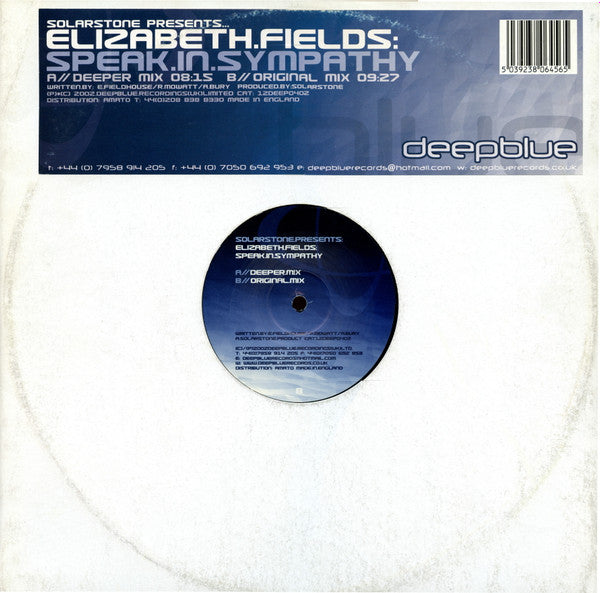 Solarstone Presents Elizabeth Fields : Speak In Sympathy (12")