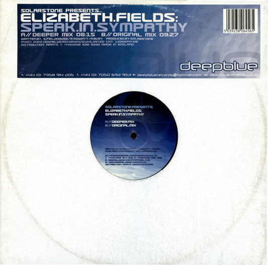 Solarstone Presents Elizabeth Fields : Speak In Sympathy (12")