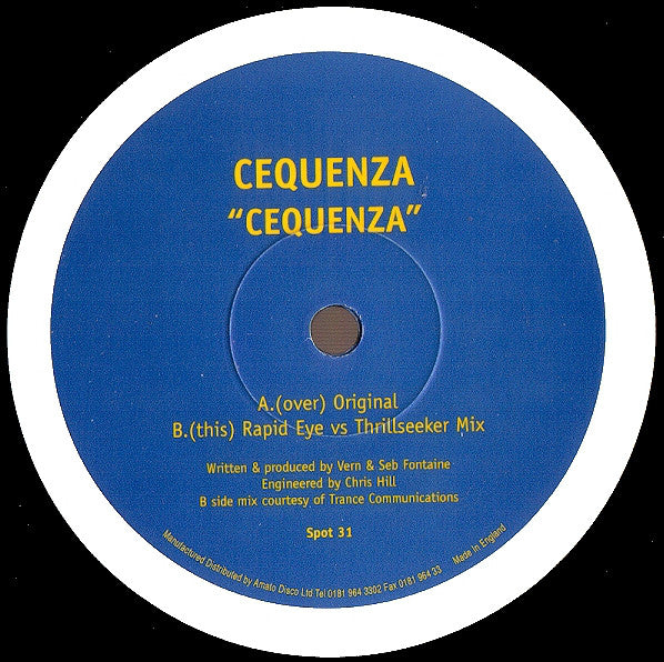 Seb Fontaine + Vern* Present Cequenza : Cequenza (12")