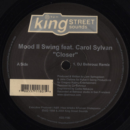 Mood II Swing Feat. Carol Sylvan* : Closer (Remixed By Behrouz) (12")