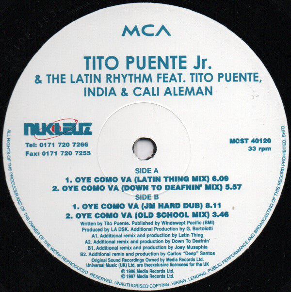 Tito Puente Jr. & The Latin Rhythm Feat. Tito Puente, India & Cali Aleman : Oye Como Va (12")
