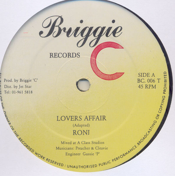 Roni (4) / Roni (4) & Daddy Freddy : Lovers Affair / Lovers Affair (Prt. 2) (12")