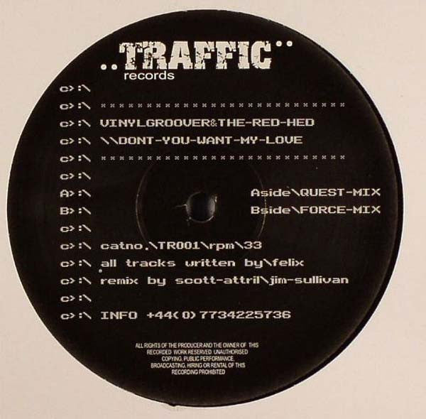 Vinylgroover & The Red Hed : Don't You Want My Love (12")