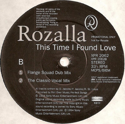 Rozalla : This Time I Found Love (12", Promo)