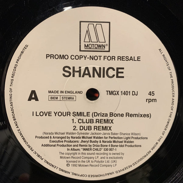 Shanice : I Love Your Smile (Driza Bone Remix) (12", Promo)