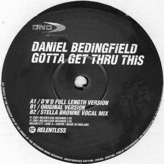 Daniel Bedingfield : Gotta Get Thru This (12")