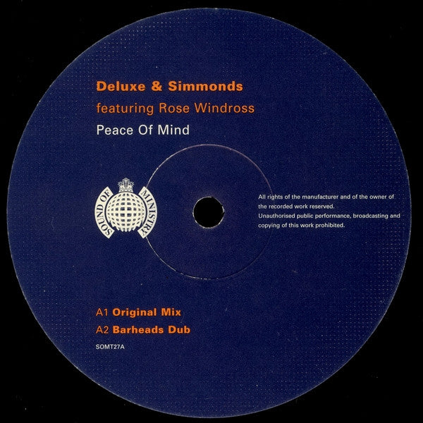Tim Deluxe & Chris Simmonds Featuring Rose Windross : Peace Of Mind (12")