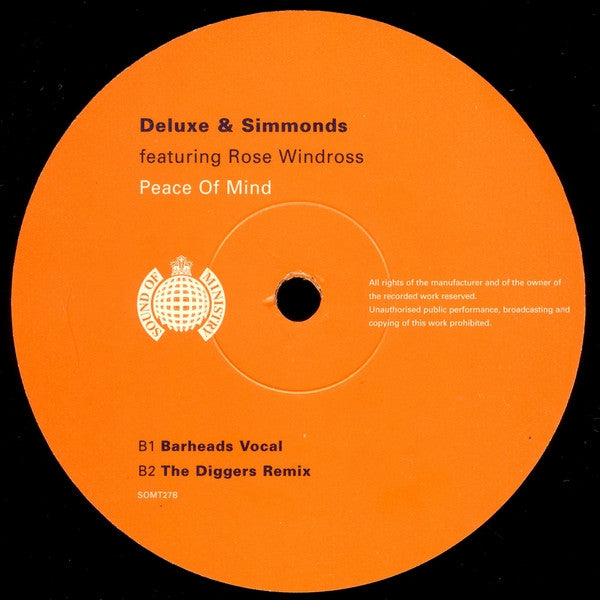 Tim Deluxe & Chris Simmonds Featuring Rose Windross : Peace Of Mind (12")