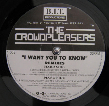 The Crowdpleasers : I Want You To Know (Remixes) (12")