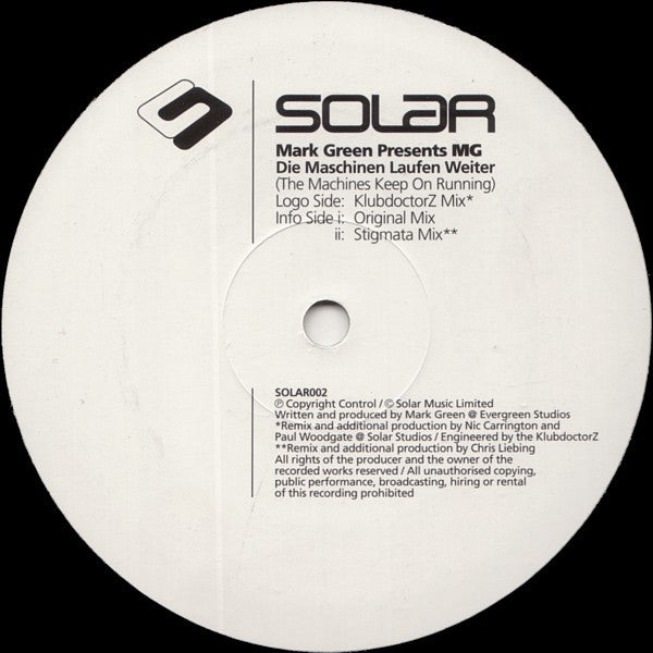 Marc Green : Die Maschinen Laufen Weiter (The Machines Keep On Running) (12")