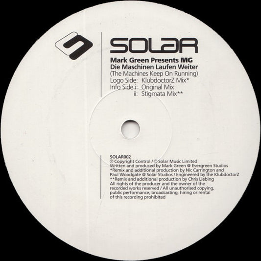 Marc Green : Die Maschinen Laufen Weiter (The Machines Keep On Running) (12")