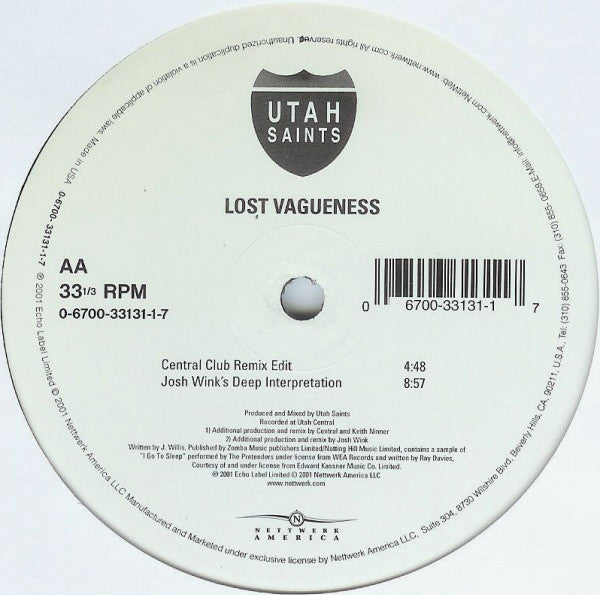 Utah Saints : Lost Vagueness (12")