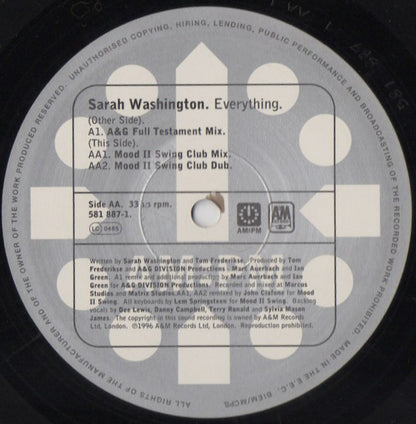 Sarah Washington : Everything (A&G / Mood II Swing Mixes) (12")