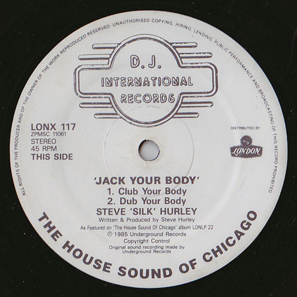 Steve "Silk" Hurley : Jack Your Body (12", Single, Bla)