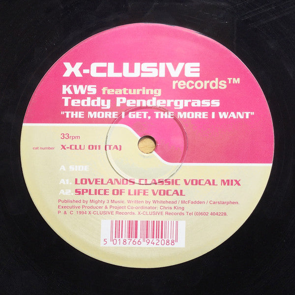 K.W.S. featuring Teddy Pendergrass : The More I Get, The More I Want (12")