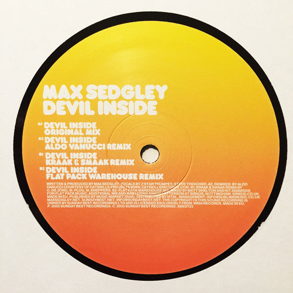 Max Sedgley : Devil Inside (12")