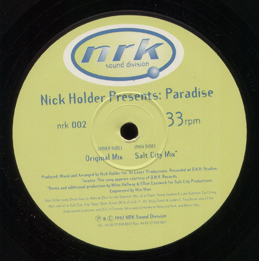 Nick Holder : Paradise (12")