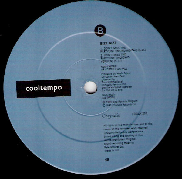 Bizz Nizz : Don't Miss The Partyline (12")