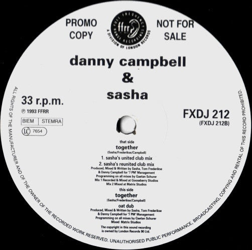 Danny Campbell & Sasha : Together (12", Promo)