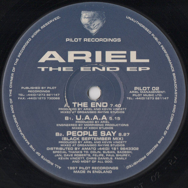 Ariel (3) : The End EP (12", EP)