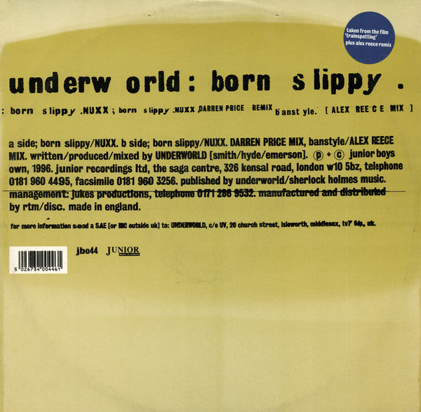 Underworld : Born Slippy (12", Single)