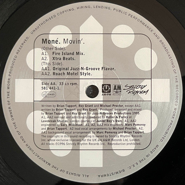 Moné : Movin' (Heller & Farley / Jazz-N-Groove Mixes) (12", Rec)