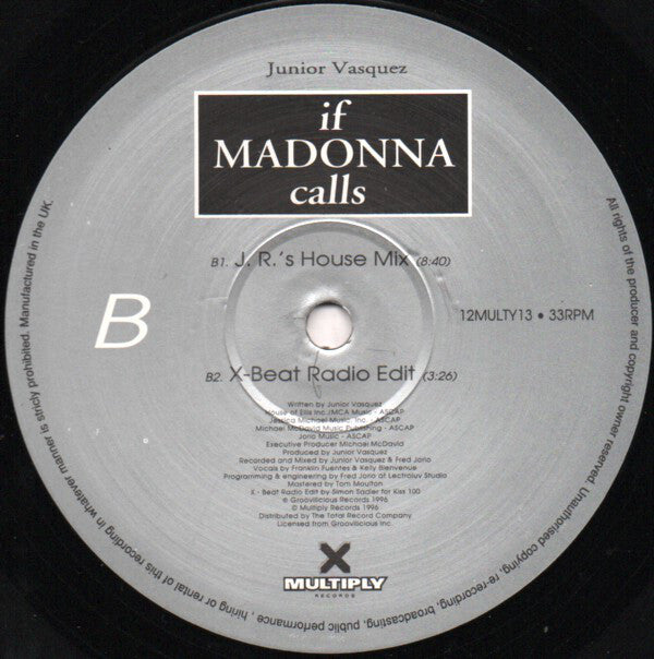 Junior Vasquez : If Madonna Calls (12")