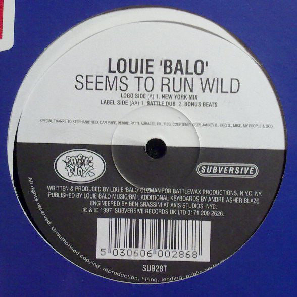 Louie 'Balo'* : Seems To Run Wild (12")