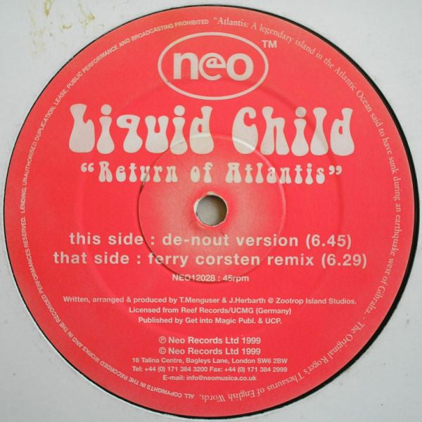 Liquid Child : Return Of Atlantis (12")