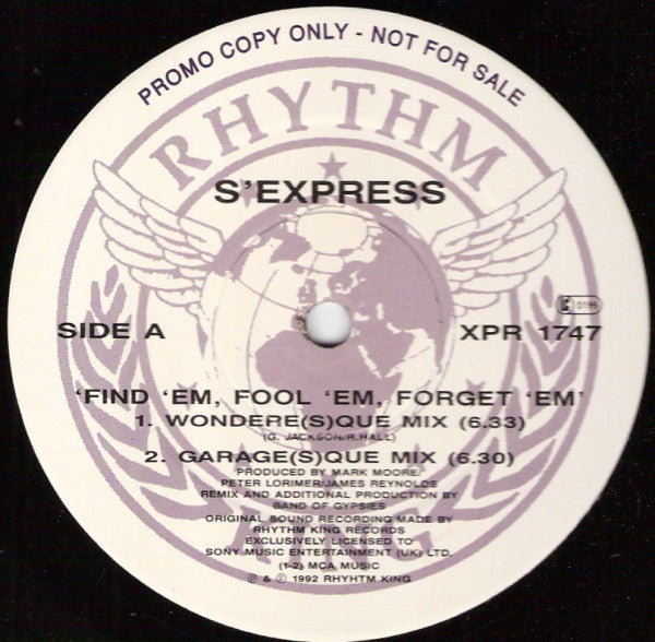 S'Express : Find 'Em, Fool 'Em, Forget 'Em (12", Promo)