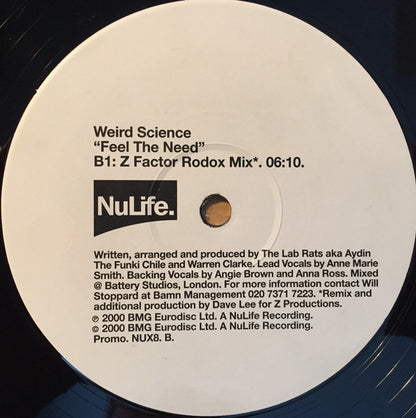 Weird Science : Feel The Need (12", Promo)