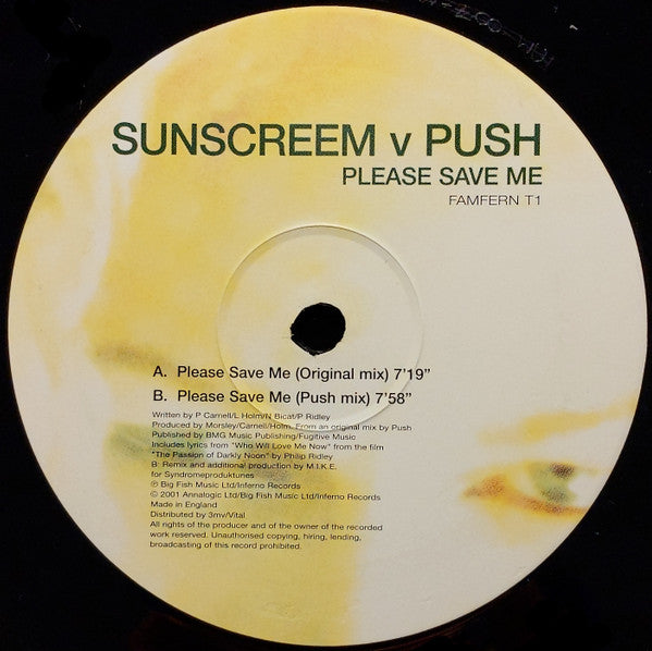 Sunscreem V Push : Please Save Me (12")