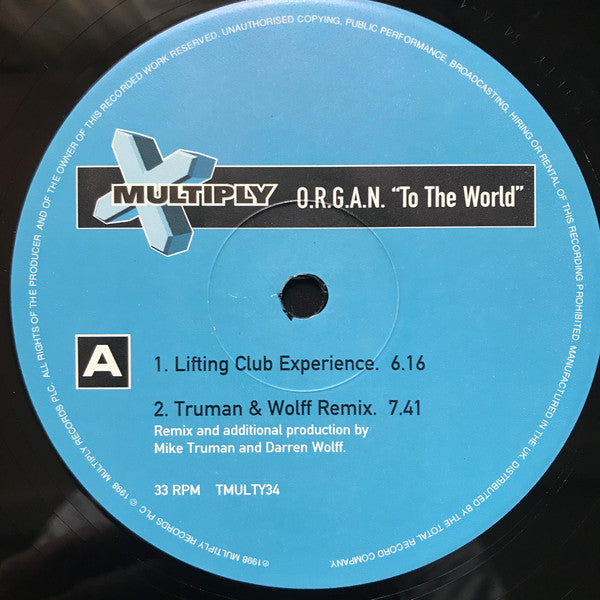 O.R.G.A.N. : To The World (12")
