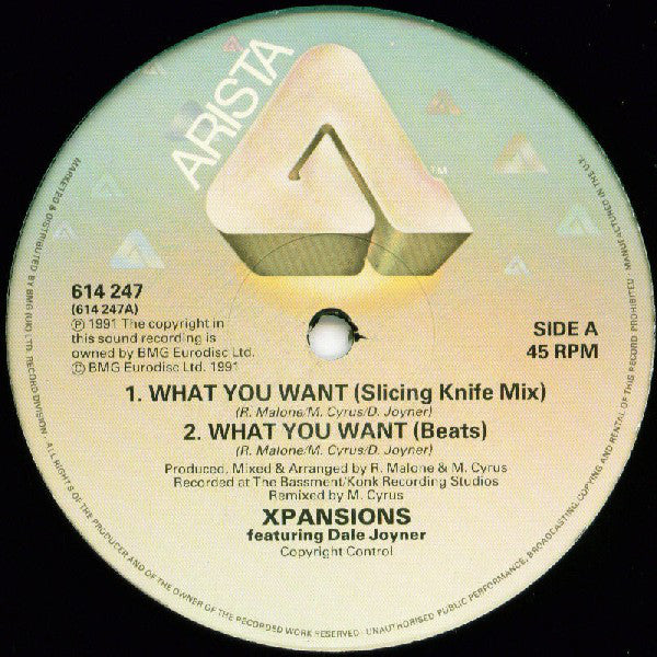 Xpansions Featuring Dale Joyner : What You Want (Remixes) (12")