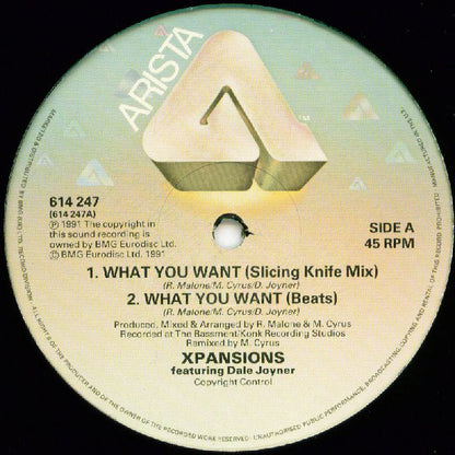 Xpansions Featuring Dale Joyner : What You Want (Remixes) (12")