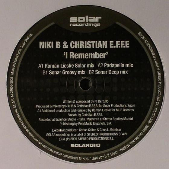 Niki B & Christian E.F.F.E* : I Remember (12")