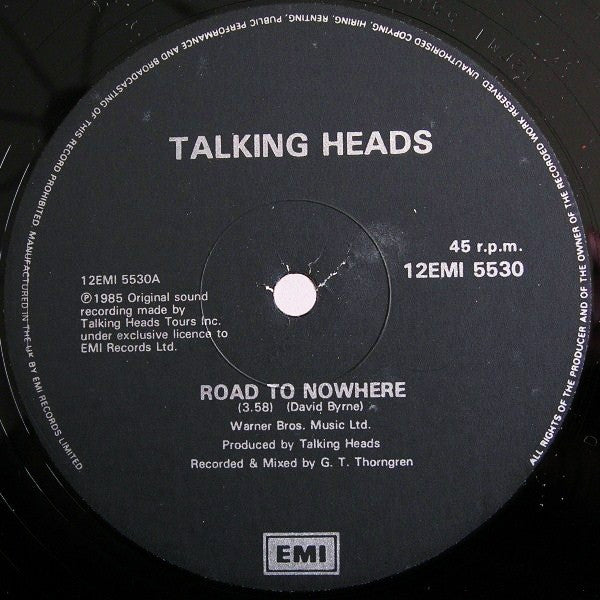 Talking Heads : Road To Nowhere (12", Single, Bla)